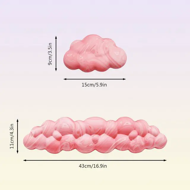 Alt view image 2 of 4 - Cloud Wrist Rest, Memory Foam Palm Rest with Non-Slip Base for Ergonomic Keyboard - Soft Wrist Rest for Office, Computer, Laptop, Gaming - Pink