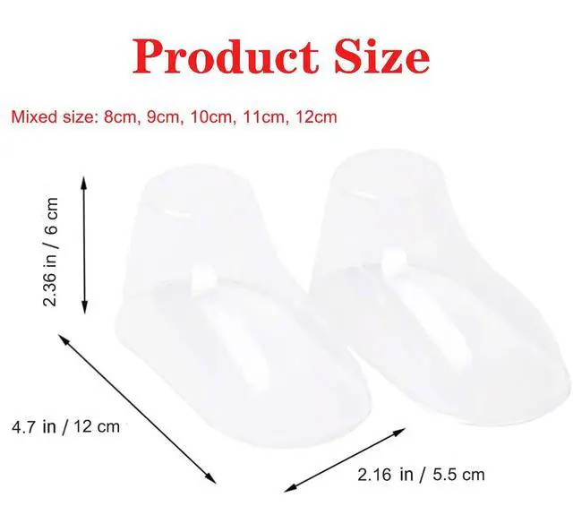 Alt view image 2 of 7 - 100Pcs Clear Plastic Baby Feet Display, Baby Booties Crochet Shoes Socks Showcase, Toddler Shoes Supports Shoe Forms Stand Holder for Store and Home Use, 50Pair, 8, 9, 10, 11, 12CM