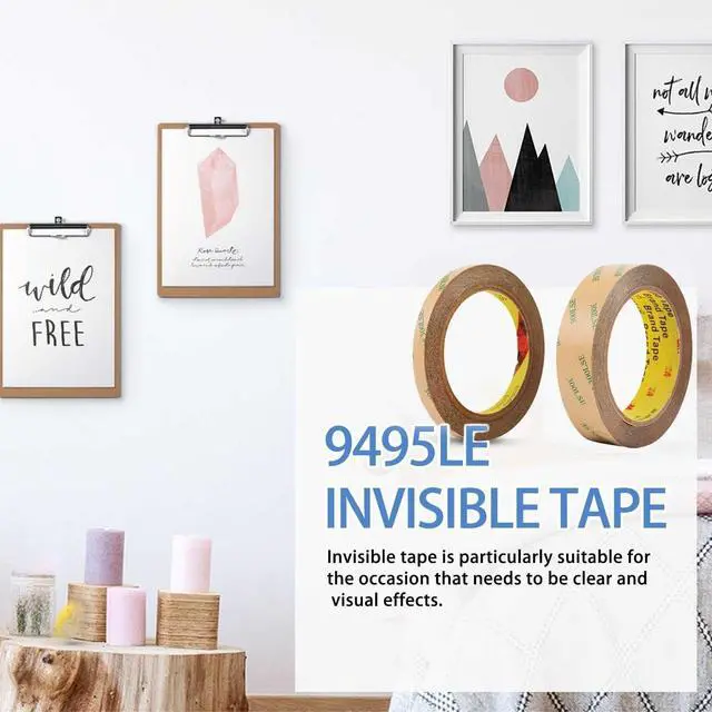Alt view image 4 of 6 - 300LSE Double Sided Tape, 0.39in×45ft Clear Adhesive Mounting Tape Heavy Duty, Removable Picure Hanging Strips, Transparent Scrapbook Stickers, Thin Sticky Tape for Craft, Poster, LED Strips