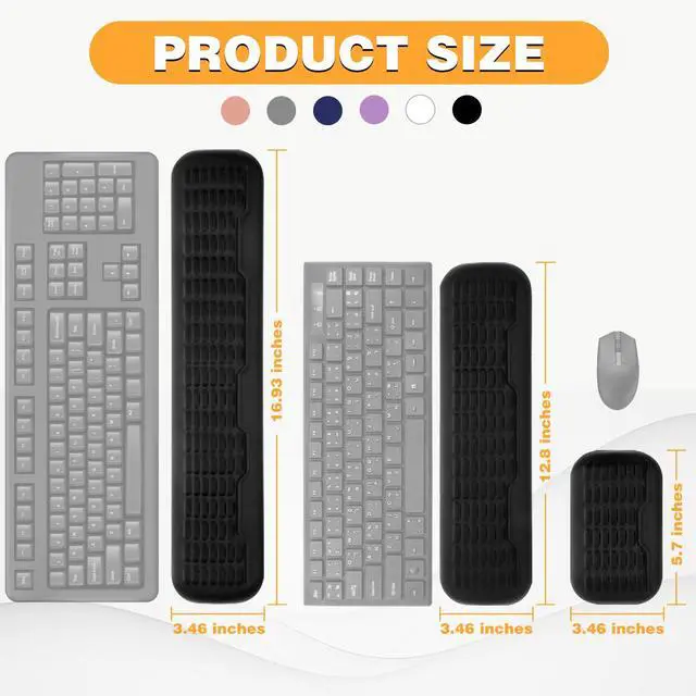 Alt view image 6 of 7 - Memory Foam Keyboard Wrist Rest,Latest 3.0 Wave Curve Design,High-Resilience Memory Foam,Non-Slip Base Fits,Full-Sized Keyboards,Ideal for Work and Gaming(Black)