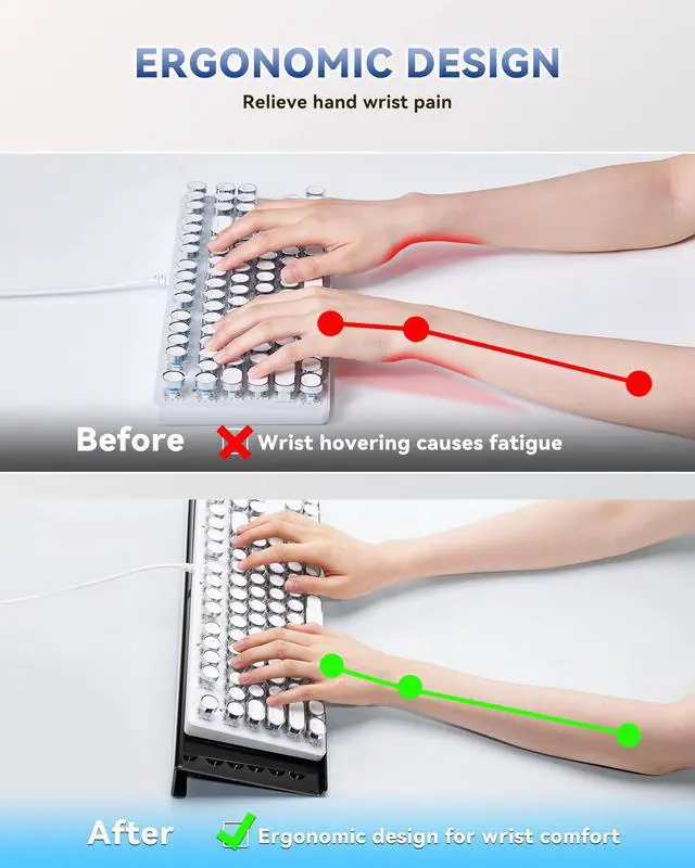Alt view image 4 of 6 - Computer Keyboard Wrist Rest Stand for Desktop(Black), Keyboard Riser