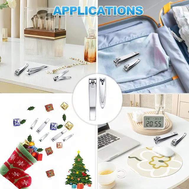 Alt view image 7 of 7 - 20-Pack Stainless Steel Fingernail & Toenail Nail Clippers Bulk Set - 12 Small + 8 Medium Size with Storage Pouch, Manicure Kit for Men/Women Travel, Gifts, Homeless Care Supplies
