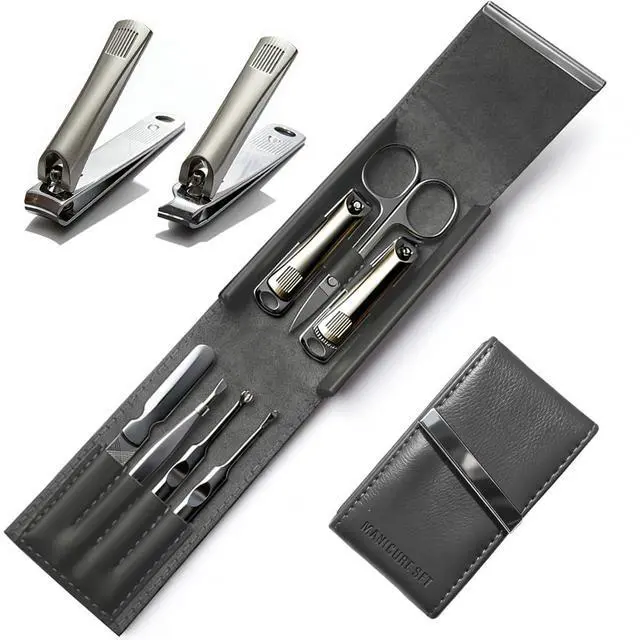 Main image of Manicure Set 7 in 1 Stainless Steel Nail Clippers for Men WomenFinger and Toe Nail Clippers Set, Manicure Kit for Women, Nail Grooming Kit, Nail Clipper Set, Personal Care Tools(Grey)