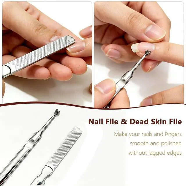 Alt view image 6 of 7 - Manicure Set 7 in 1 Stainless Steel Nail Clippers for Men WomenFinger and Toe Nail Clippers Set, Manicure Kit for Women, Nail Grooming Kit, Nail Clipper Set, Personal Care Tools(Grey)