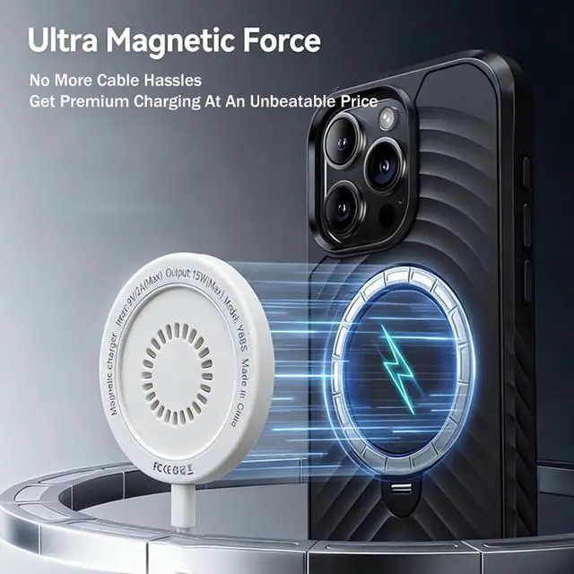 Alt view image 4 of 7 - Wireless for iPhone 17, 16, 15, 14, 13, and 12 Series, Wireless Charger with USB-C/A Interface, Ultra-Thin and Portable.(Black)