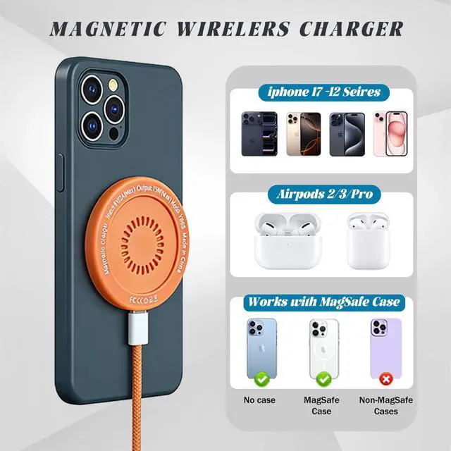 Alt view image 3 of 7 - Wireless for iPhone 17, 16, 15, 14, 13, and 12 Series, Wireless Charger with USB-C/A Interface, Ultra-Thin and Portable.(Black)