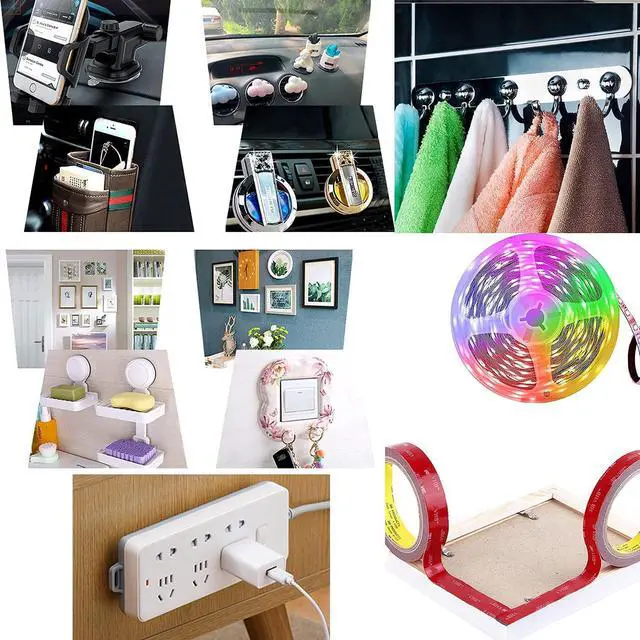 Alt view image 6 of 7 - 3M Double Sided Tape 0.39in x 16.5ft, Mounting Tape Heavy Duty, Picture Hanging Strips, Strong Adhesive PE Foam Tape