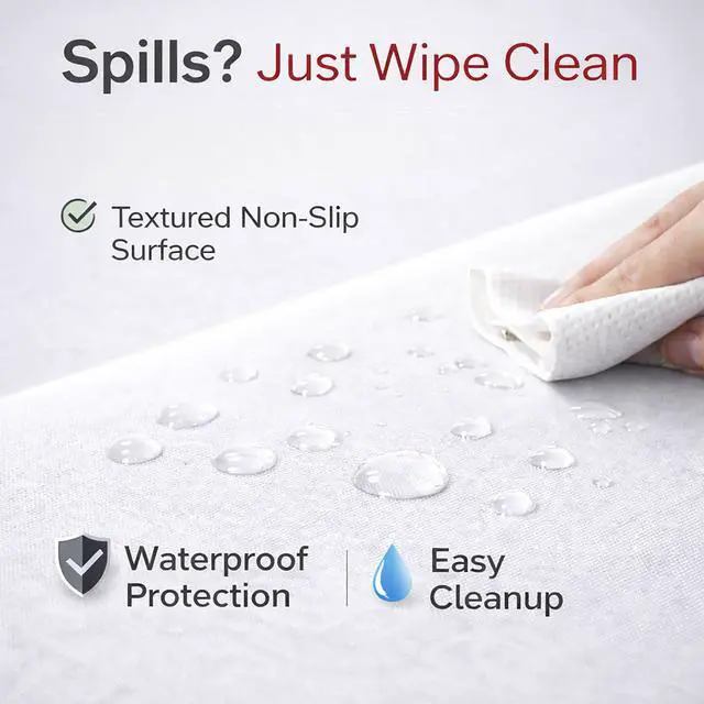 Alt view image 5 of 7 - 100 Ft Plastic Table Cover Roll (White) with Slide Cutter, Disposable Tablecloth Roll, Water & Oil Resistant for Banquet Tables, Parties, Picnic, Crafts