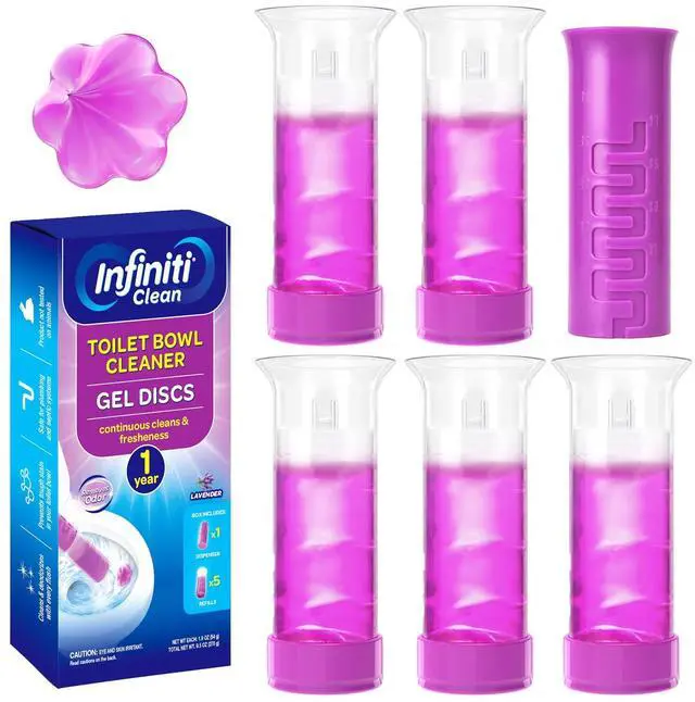 Main image of Toilet Gel Stamp, 5 Pack (Total 40 Stamps, Up to 1-Year Supply) Toilet Bowl Freshener, Long Lasting Toilet Cleaners Gel for Bathroom Odor Control (Lavender)