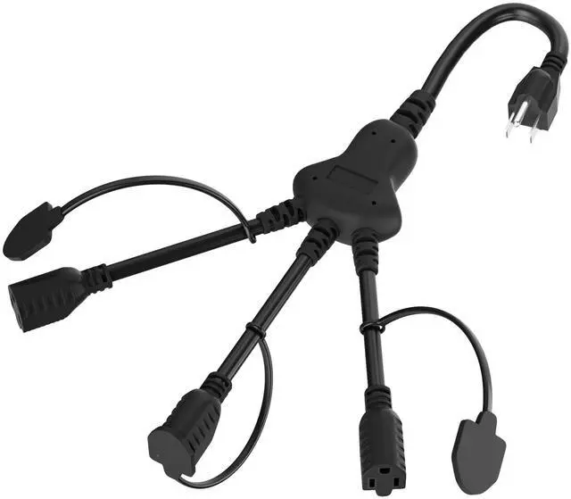 Main image of 3 Way Power Extension Cord Y Splitter Cable 1.5 Ft-3 Prong 1 to 3 Extension Cord-Multi OutletsETL-SJTW 16 Gauge 13 A/125 V for Lighting, Landscaping & Holiday Decorations-Black-1PK