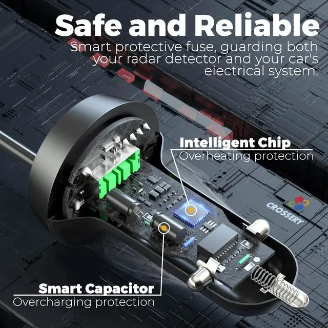Alt view image 3 of 7 - Radar Detector Power Cord with Dual USB Charger Ports - Replacement Power Adapter Compatible with Valentine One, Escort, Passport, Uniden R3/R4/R7/R8, and Beltronics Radar Detectors