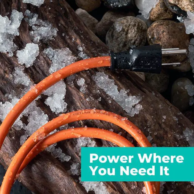 Alt view image 7 of 7 - 10ft Outdoor Extension Cord, 10-Foot 16/3 Weatherproof Indoor/Outdoor Extension Cable, Flexible SJTW 16-Gauge Pure Copper Wire, Durable Vinyl Jacket, UL/ETL Certified, 13A 1610W, Orange