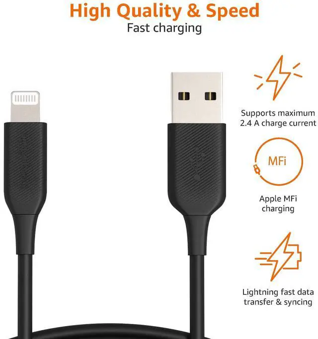 Alt view image 3 of 4 - MFi Certified USB-C to Lightning Fast Charging Cable, Durable Design, Power Delivery, 6 Feet, Black