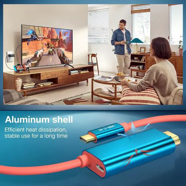 Alt view image 5 of 7 - USB C to HDMI Adapter Cable for iPhone 17 16 15 to TV/Projector, 6.6FT Type C to HDMI Cable with Charging Port 4K30Hz for iPhone to TV/Mini Projector Compatible with MacBook Pro, iPad, Samsung