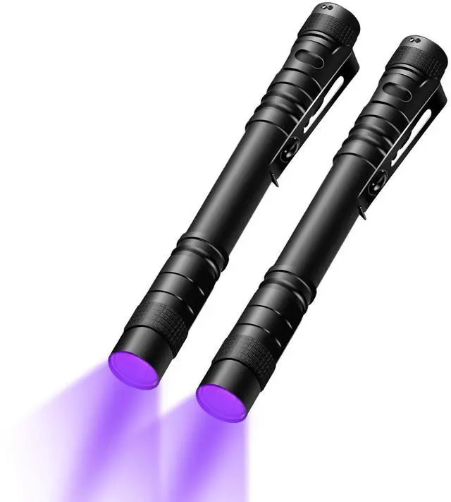 Main image of UV Black Light Flashlight Mini, 395nm Pen Light with Clip, Ultraviolet Blacklight for Pet Urine Detection, Waterproof Detector Light for Dry Stains, Bed Bug, Scorpion, Hotel Inspection-2 Pack