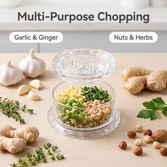 Alt view image 3 of 7 - Manual Garlic Twist, Multi-Functional Mincer & Grinder for Onion, Garlic, Nuts, Ginger, Herbs, Impact Resistant Kitchen Gadget & Home Accessory (2pcs)