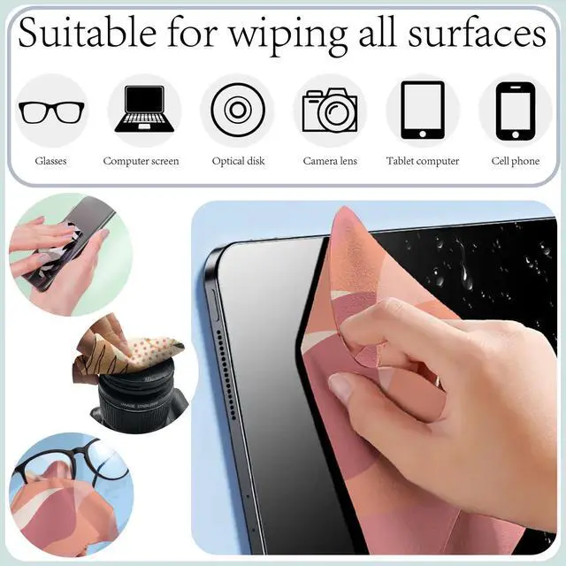 Alt view image 5 of 6 - 6 Pcs Thickened Glasses Cleaning Cloth Boho Design Microfiber Cleaning Cloth Aesthetic Eyeglass Cleaning Cloths Soft Wipes for Reusable Women Eyeglass Phone Screens Camera Lens 6x6in