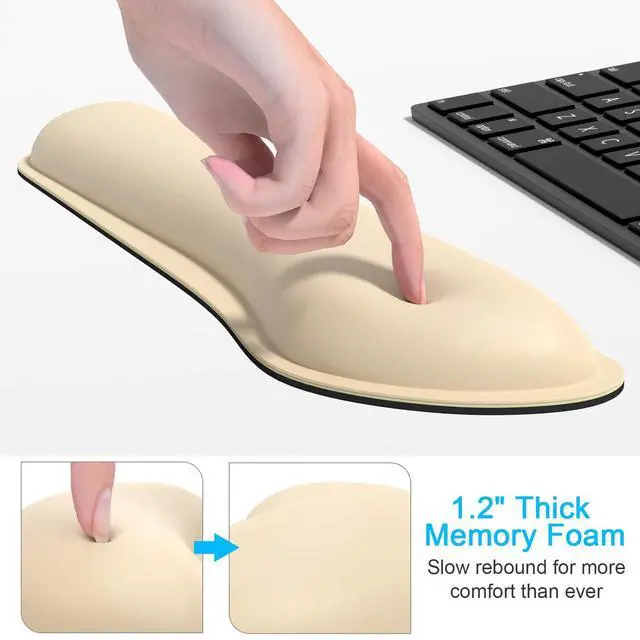 Alt view image 4 of 7 - Keyboard Wrist Rest Set, Cute PU Leather Wrist Cushion for Computer Keyboard and Mousepad, Memory Foam Mouse Pad Rests Support with Non-Slip Base for Typing Pain Relief Laptop, Colonial White