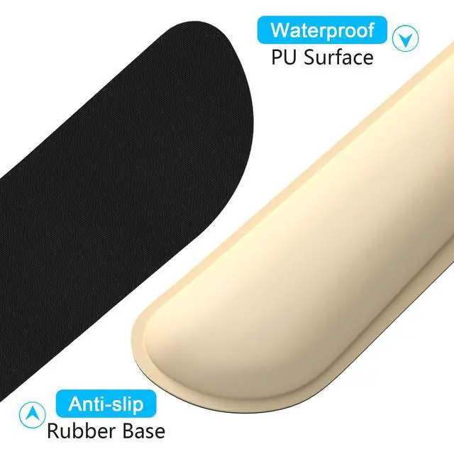 Alt view image 5 of 7 - Keyboard Wrist Rest Set, Cute PU Leather Wrist Cushion for Computer Keyboard and Mousepad, Memory Foam Mouse Pad Rests Support with Non-Slip Base for Typing Pain Relief Laptop, Colonial White
