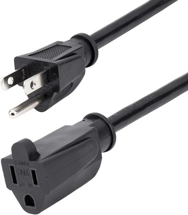Main image of 3ft (1m) Power Extension Cord, NEMA 5-15R to NEMA 5-15P Black Extension Cord, 13A 125V, 16AWG, Outlet Extension Power Cable, NEMA 5-15R to NEMA 5-15P AC Power Cord - UL Listed (PAC1013)
