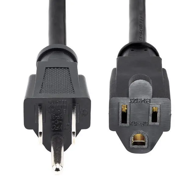 Alt view image 3 of 4 - 3ft (1m) Power Extension Cord, NEMA 5-15R to NEMA 5-15P Black Extension Cord, 13A 125V, 16AWG, Outlet Extension Power Cable, NEMA 5-15R to NEMA 5-15P AC Power Cord - UL Listed (PAC1013)