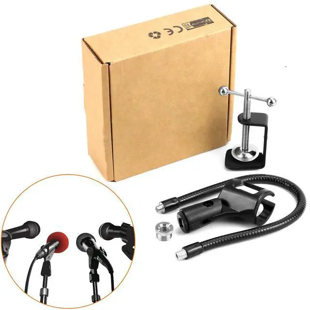 Alt view image 2 of 7 - 13" Gooseneck Microphone Stand Flexible Desktop Clamp-On Mic Mount