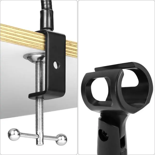 Alt view image 4 of 7 - 13" Gooseneck Microphone Stand Flexible Desktop Clamp-On Mic Mount