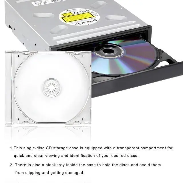 Alt view image 3 of 6 - 6 PCS Standard Single Clear CD Jewel Case, 10 mm CD Storage Case Disc Collection Organizer with Assembled Tray, Single Disc Protective Covers Plastic Replacement Box (Transparent)