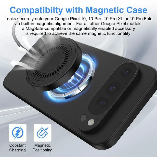 Alt view image 4 of 7 - Magnetic Wireless Charger for Google Pixel 10/10 Pro XL/10 Pro Fold, Wireless Charging Pad for 10a/9a/9/9Pro XL/8/8a/7/7a/6/5/4, 4FT 15W Max USB-C/A Magsafe Charger 2Pack for iPhone 17/16/15/14/13/12