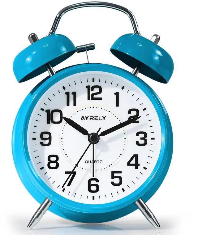 Main image of Super Loud Twin Bell Alarm Clock for Heavy Sleepers, 4-Inch Silent Non-Ticking Quartz with Backlight, Metal Cute Clock for Kids' Rooms (Sky Blue)