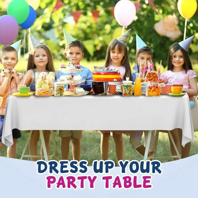 Alt view image 6 of 7 - White Plastic Tablecloth Roll with Cutter, 423 Sq.Ft (52"x1181") Extra Large Disposable Picnic Table Cover, Plastic Table Cloth Disposable for Parties, Events and Outdoor Gatherings