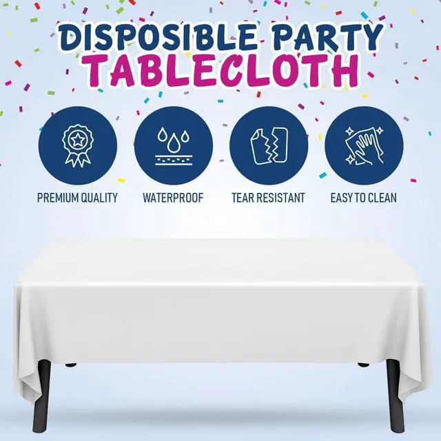 Alt view image 3 of 7 - White Plastic Tablecloth Roll with Cutter, 423 Sq.Ft (52"x1181") Extra Large Disposable Picnic Table Cover, Plastic Table Cloth Disposable for Parties, Events and Outdoor Gatherings
