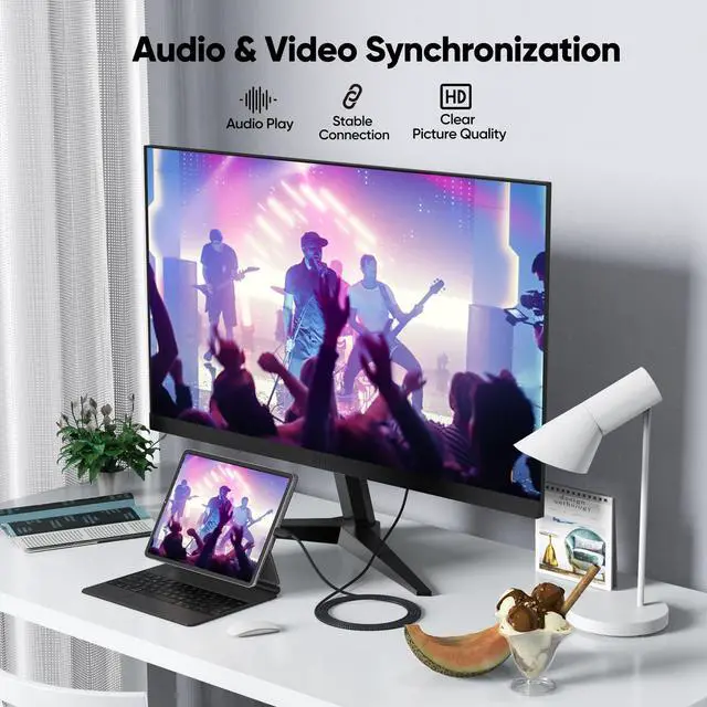 Alt view image 5 of 7 - USB C to HDMI Cable 15ft Long, 4K@30Hz 1080P@120Hz One-Directional USBC to HDMI Cord, Thunderbolt 3/4 Compatible iPhone 17/16/15 MacBook Pro/Air iPad Galaxy S25/S24/S23 TV Monitor Projector