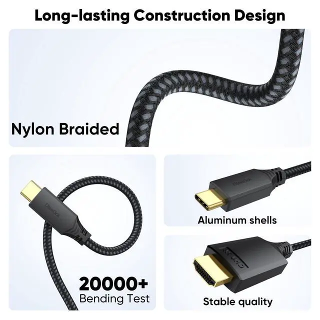 Alt view image 6 of 7 - USB C to HDMI Cable 15ft Long, 4K@30Hz 1080P@120Hz One-Directional USBC to HDMI Cord, Thunderbolt 3/4 Compatible iPhone 17/16/15 MacBook Pro/Air iPad Galaxy S25/S24/S23 TV Monitor Projector