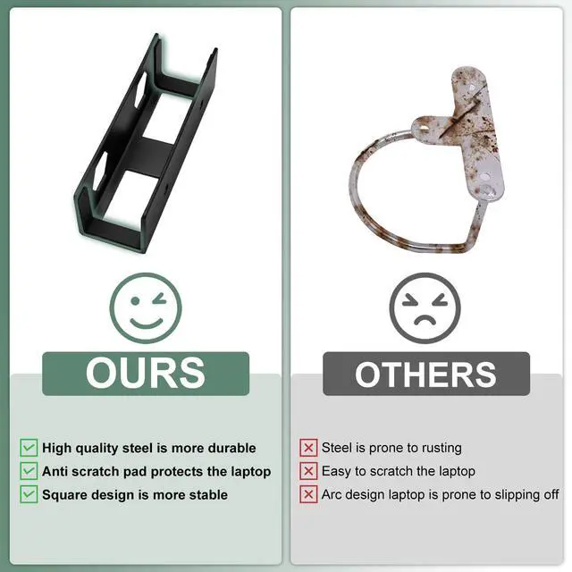 Alt view image 2 of 7 - Under Desk Laptop Mount Metal Under Desk Laptop Holder with Anti-Scratch Pads Compatible with Lenovo HP Asus Acer Laptop,Mac Mini,Macbook,Keyboard Under Desk Shelf Tray with Headphone Hanger
