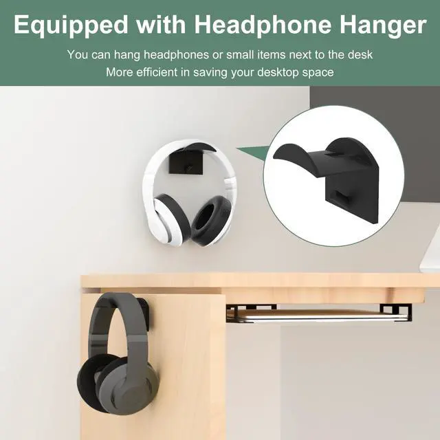 Alt view image 3 of 7 - Under Desk Laptop Mount Metal Under Desk Laptop Holder with Anti-Scratch Pads Compatible with Lenovo HP Asus Acer Laptop,Mac Mini,Macbook,Keyboard Under Desk Shelf Tray with Headphone Hanger