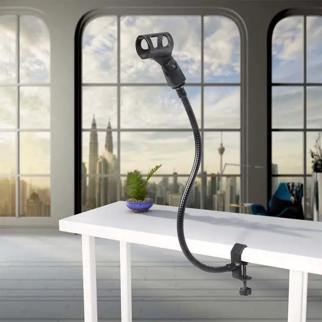 Alt view image 2 of 6 - 360 Degree Flexible Gooseneck Microphone Stand Adjustable Desk Mic Boom Arm Stand with Clip(Black)