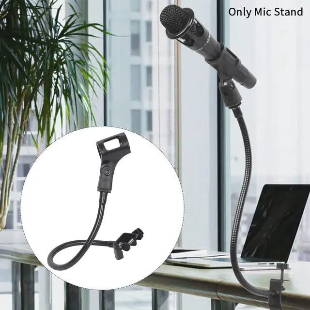 Alt view image 3 of 6 - 360 Degree Flexible Gooseneck Microphone Stand Adjustable Desk Mic Boom Arm Stand with Clip(Black)