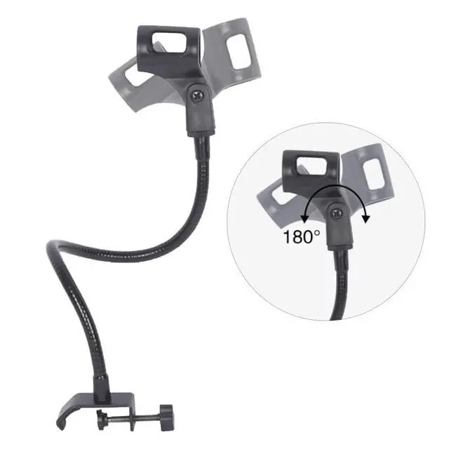 Alt view image 5 of 6 - 360 Degree Flexible Gooseneck Microphone Stand Adjustable Desk Mic Boom Arm Stand with Clip(Black)