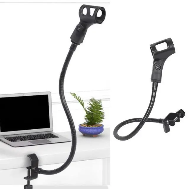 Alt view image 6 of 6 - 360 Degree Flexible Gooseneck Microphone Stand Adjustable Desk Mic Boom Arm Stand with Clip(Black)