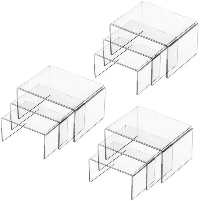 Main image of Set of 9 Clear Acrylic Display Risers for Figures, Buffets, Cupcakes and Jewelry Display Stands