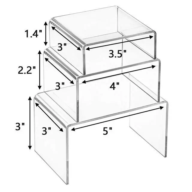 Alt view image 2 of 7 - Set of 9 Clear Acrylic Display Risers for Figures, Buffets, Cupcakes and Jewelry Display Stands
