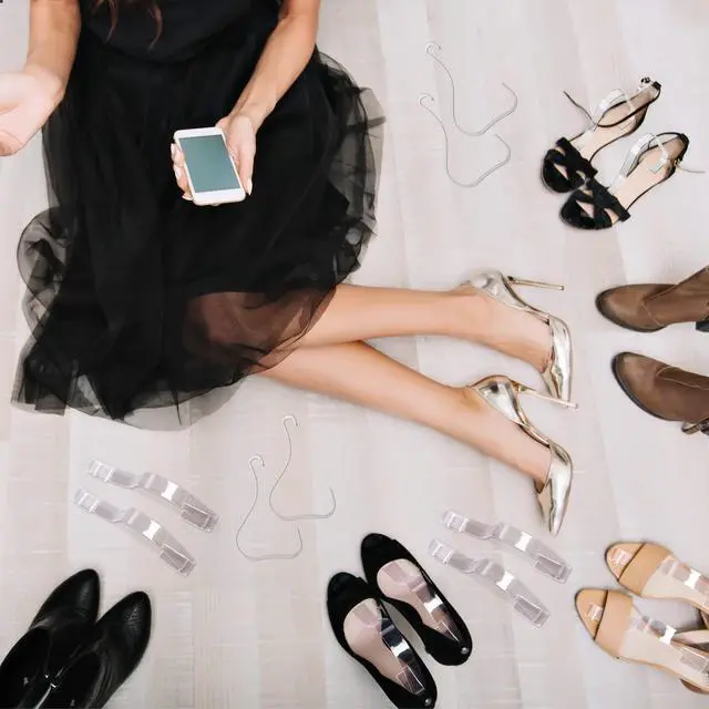 Alt view image 4 of 6 - 10 Pcs/5 Pairs Acrylic Clear Sandal Shoes Display Stand Inserts Holders Shoe Display Rack Shoe Support For Women's Shoes