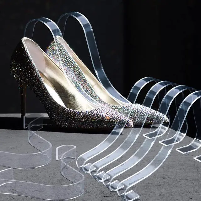 Alt view image 6 of 6 - 10 Pcs/5 Pairs Acrylic Clear Sandal Shoes Display Stand Inserts Holders Shoe Display Rack Shoe Support For Women's Shoes