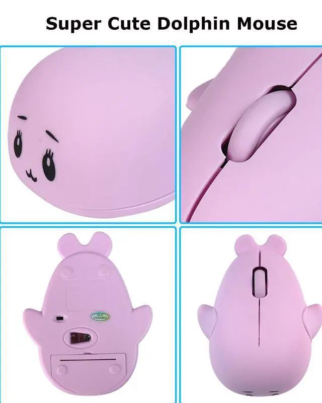 Alt view image 4 of 6 - Wireless Mouse Cute Bluetooth Animal Dolphin Shape Small Silent Ergonomic Portable Quiet Travel Lightweight Optical Cordless Mice for PC Laptop Computer Mac Desktop Kids Girls Boys Women Men Gift