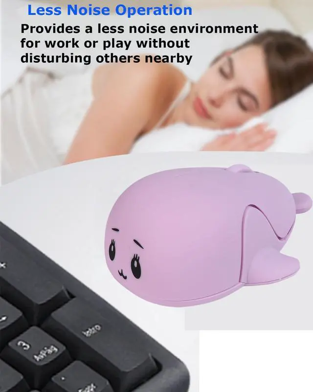 Alt view image 5 of 6 - Wireless Mouse Cute Bluetooth Animal Dolphin Shape Small Silent Ergonomic Portable Quiet Travel Lightweight Optical Cordless Mice for PC Laptop Computer Mac Desktop Kids Girls Boys Women Men Gift