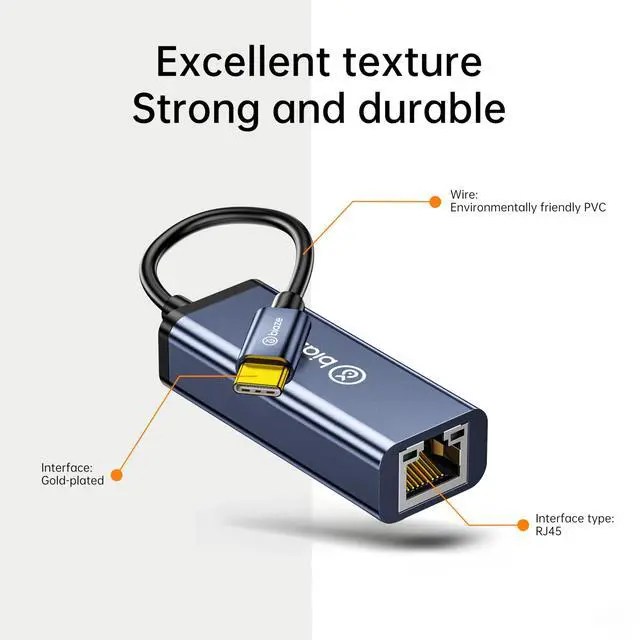 Alt view image 3 of 6 - USB-C to Ethernet Adapter Gigabit RJ45, 1000Mbps USB C Network Converter for Nintendo Switch/Laptop/MacBook/Steam Deck/Tablet/Mobile, Plug and Play Wired Network Adapter