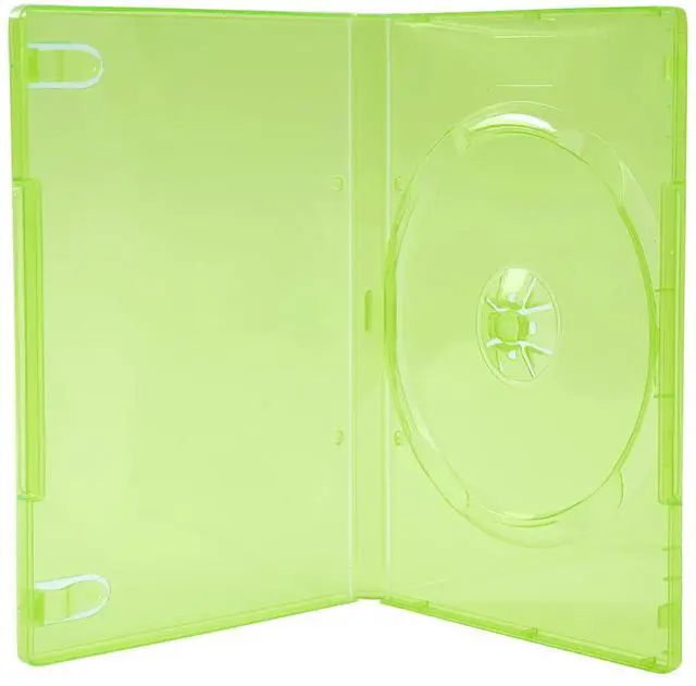 Main image of 14mm Transparent Green Standard Single Capacity DVD Case with Outter Clear Sleeve Compatible for Xbox Game Discs, 10 Pieces Pack