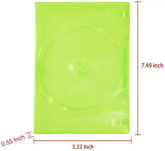 Alt view image 2 of 6 - 14mm Transparent Green Standard Single Capacity DVD Case with Outter Clear Sleeve Compatible for Xbox Game Discs, 10 Pieces Pack