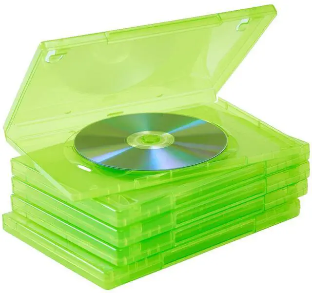 Alt view image 4 of 6 - 14mm Transparent Green Standard Single Capacity DVD Case with Outter Clear Sleeve Compatible for Xbox Game Discs, 10 Pieces Pack